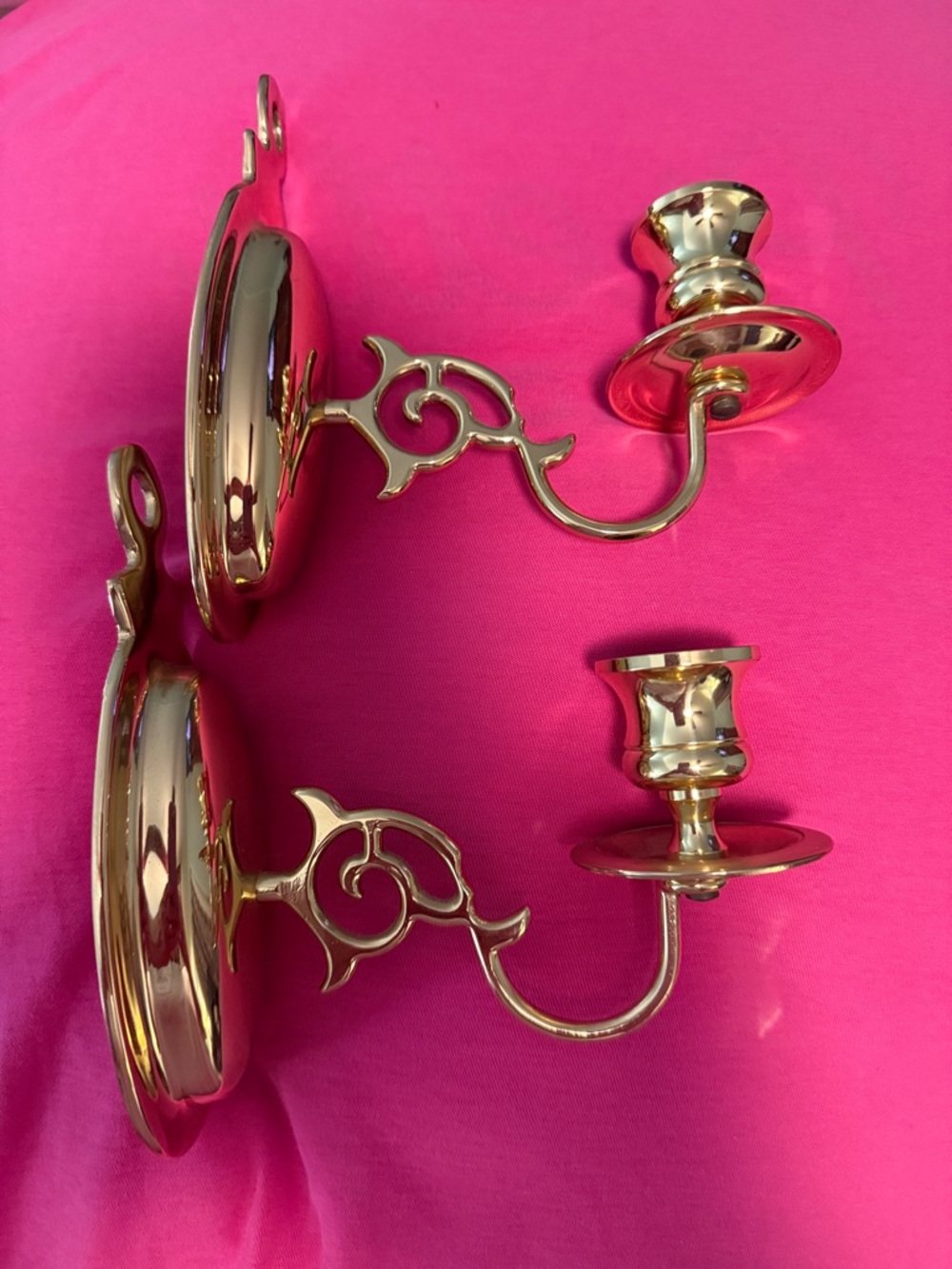 Pair of Polished Brass Wall Sconces
